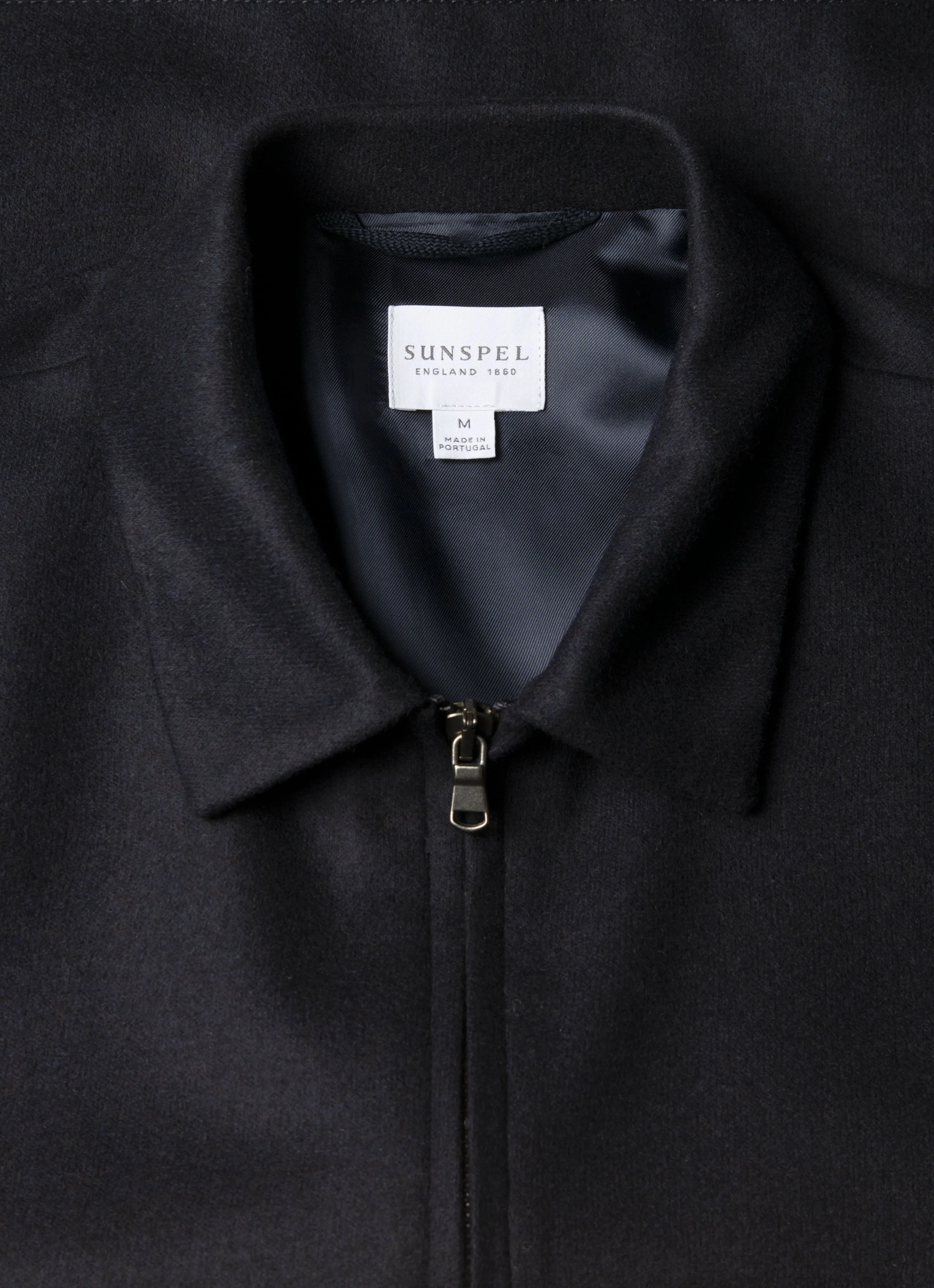 Men's Boiled Wool Harrington Jacket in Navy Comfy Fit Reinforced Seam Durability