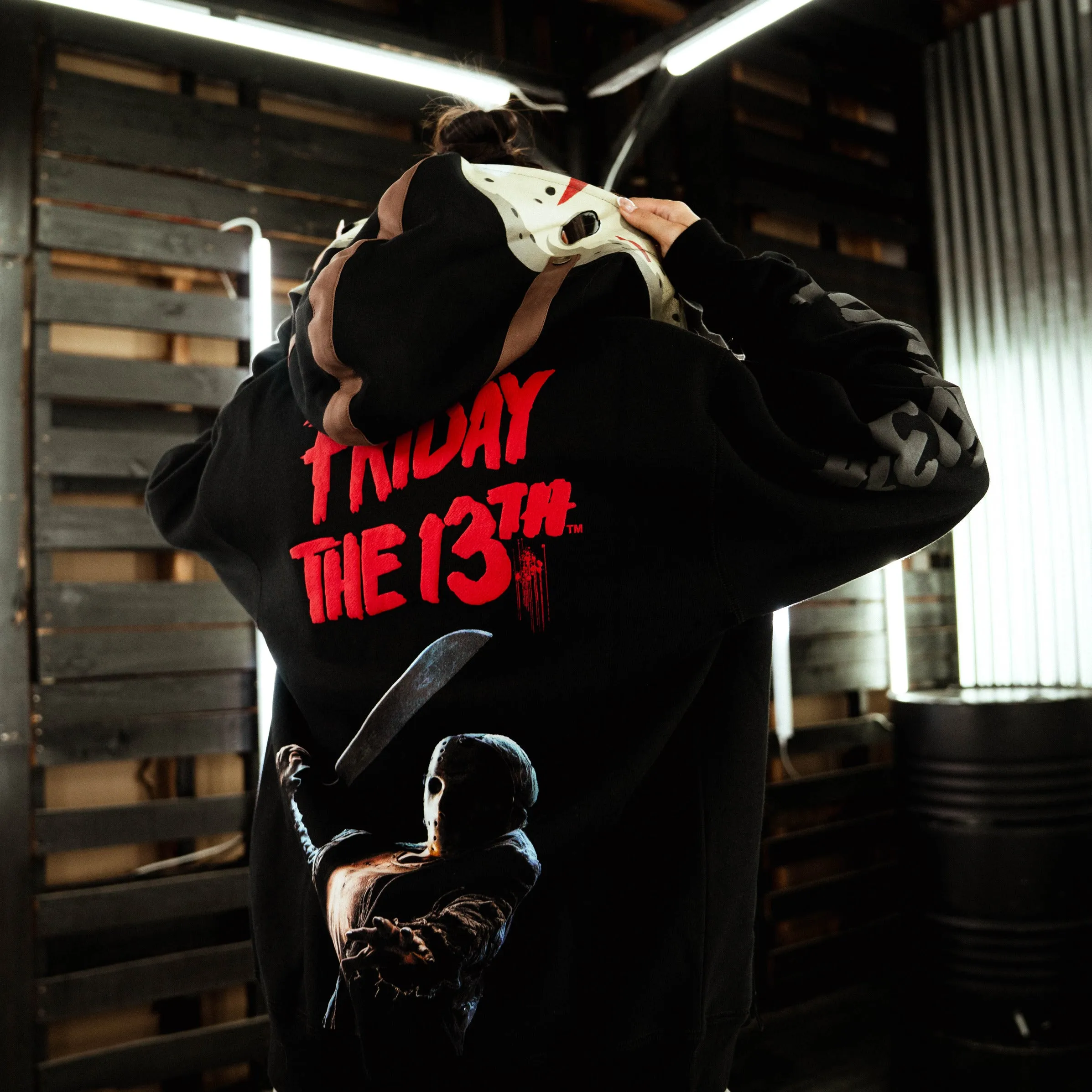 SP x Friday The 13th Mask On Full Zip Mens Hoodie (Black/Red) Daily Staple