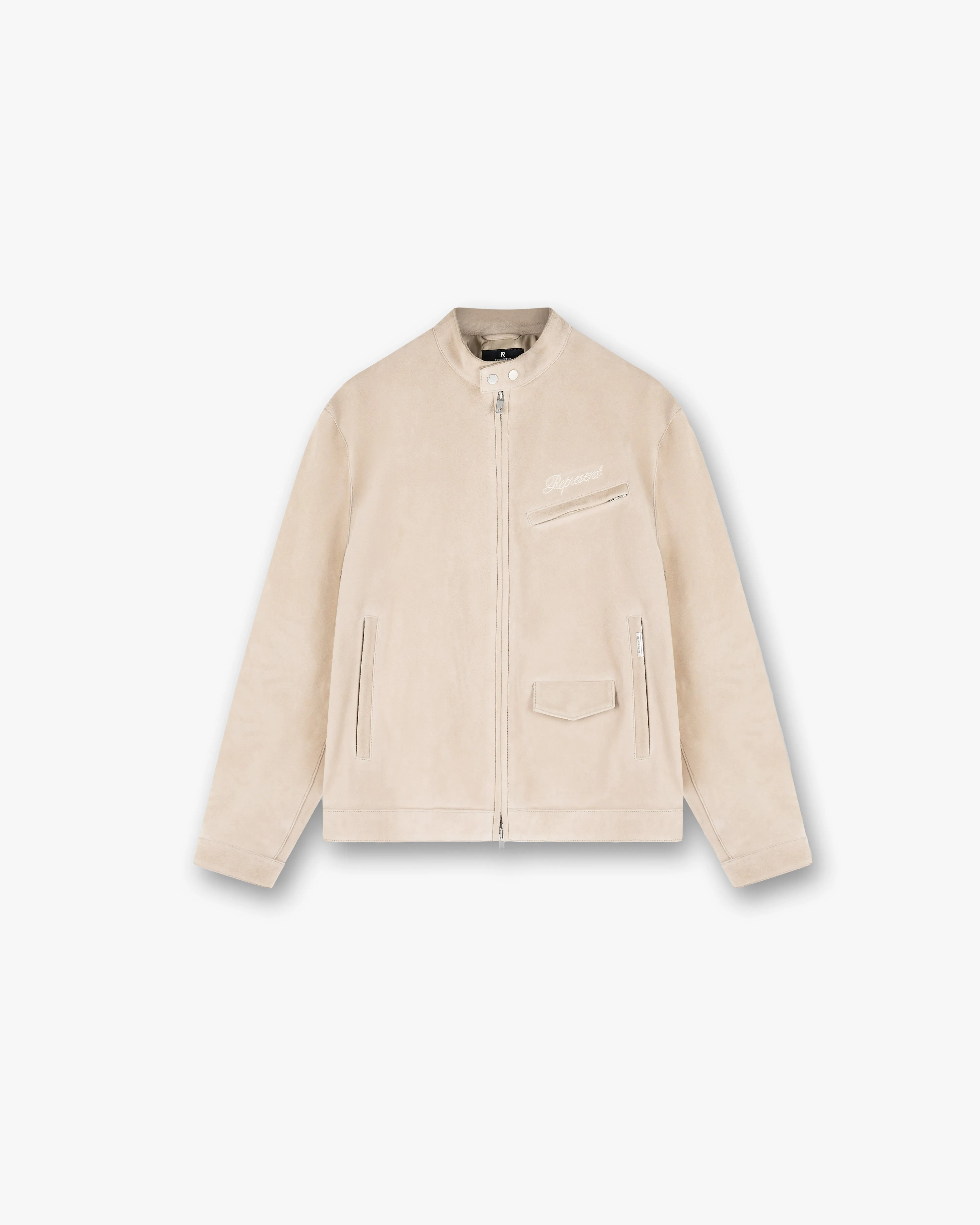 Overdrive Suede Jacket - Beige Tailored Cut Style