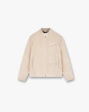 Overdrive Suede Jacket - Beige Tailored Cut Style
