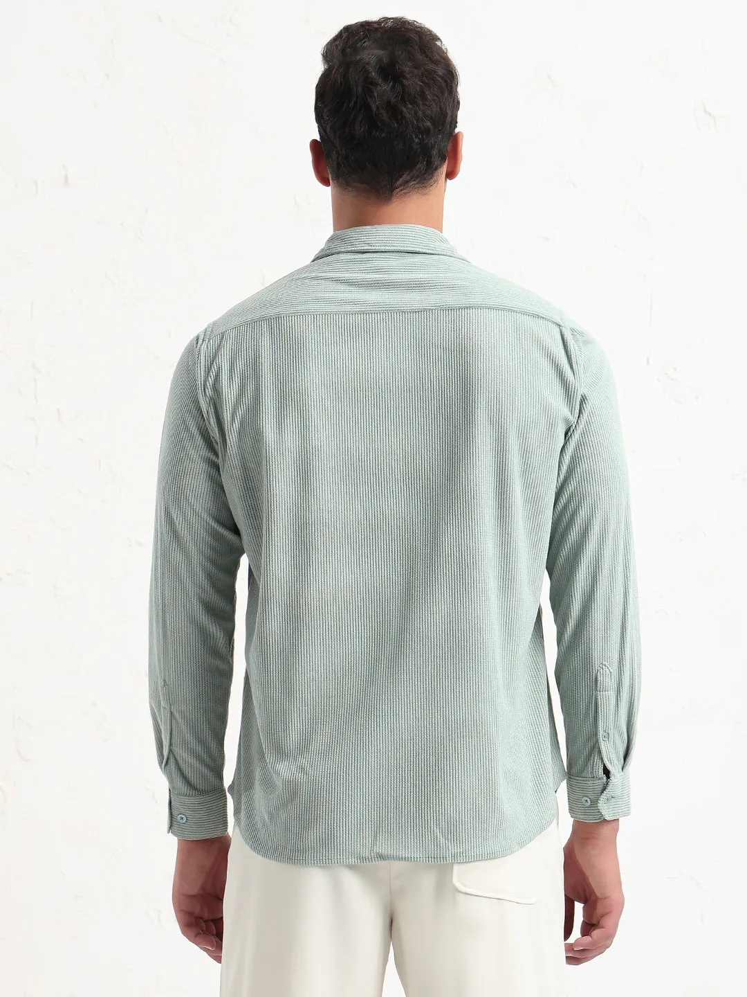 Men's Green Solid Slim Fit Shirt AbrasionResistantClothing