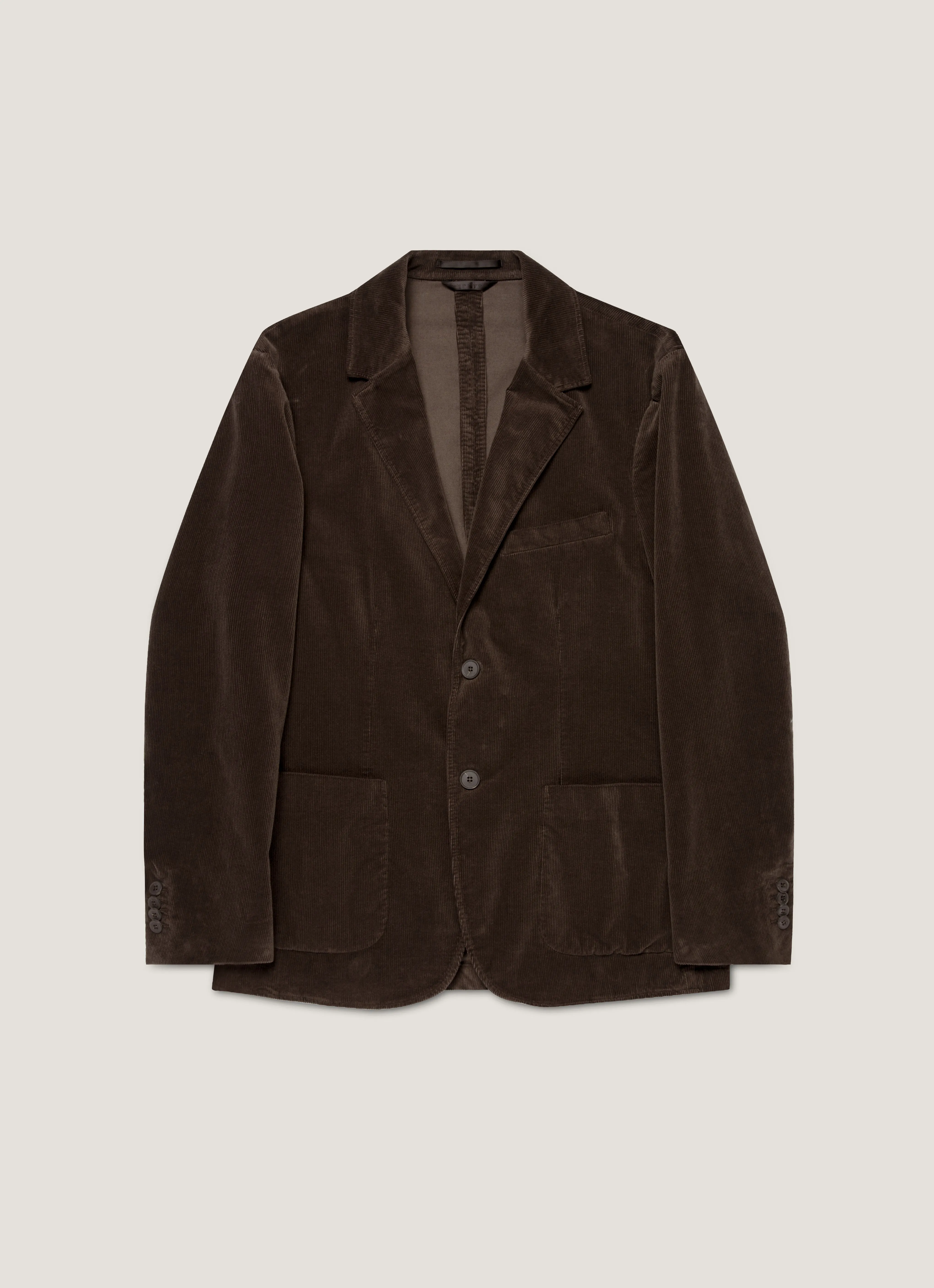 High Collar Windguard Men's Corduroy Blazer in Coffee