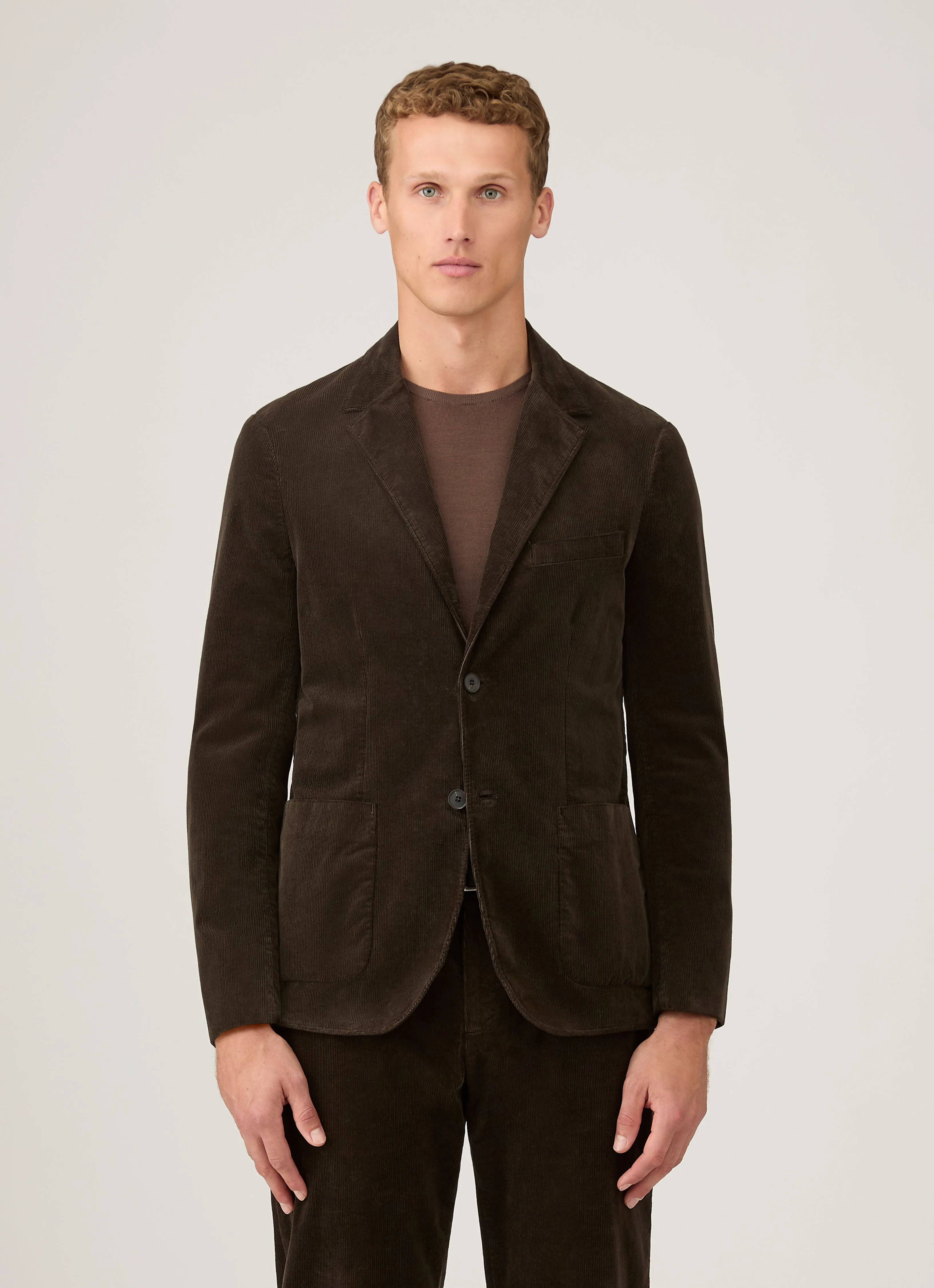 Functional Pocket UV Protective Coating Men's Corduroy Blazer in Coffee