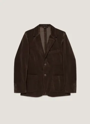 High Collar Windguard Men's Corduroy Blazer in Coffee
