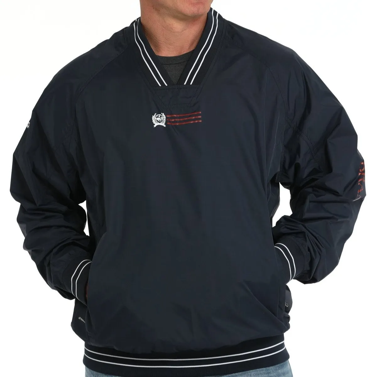 Cinch Men's Vintage Nylon Pullover Windbreaker in Navy Layered Cuff System