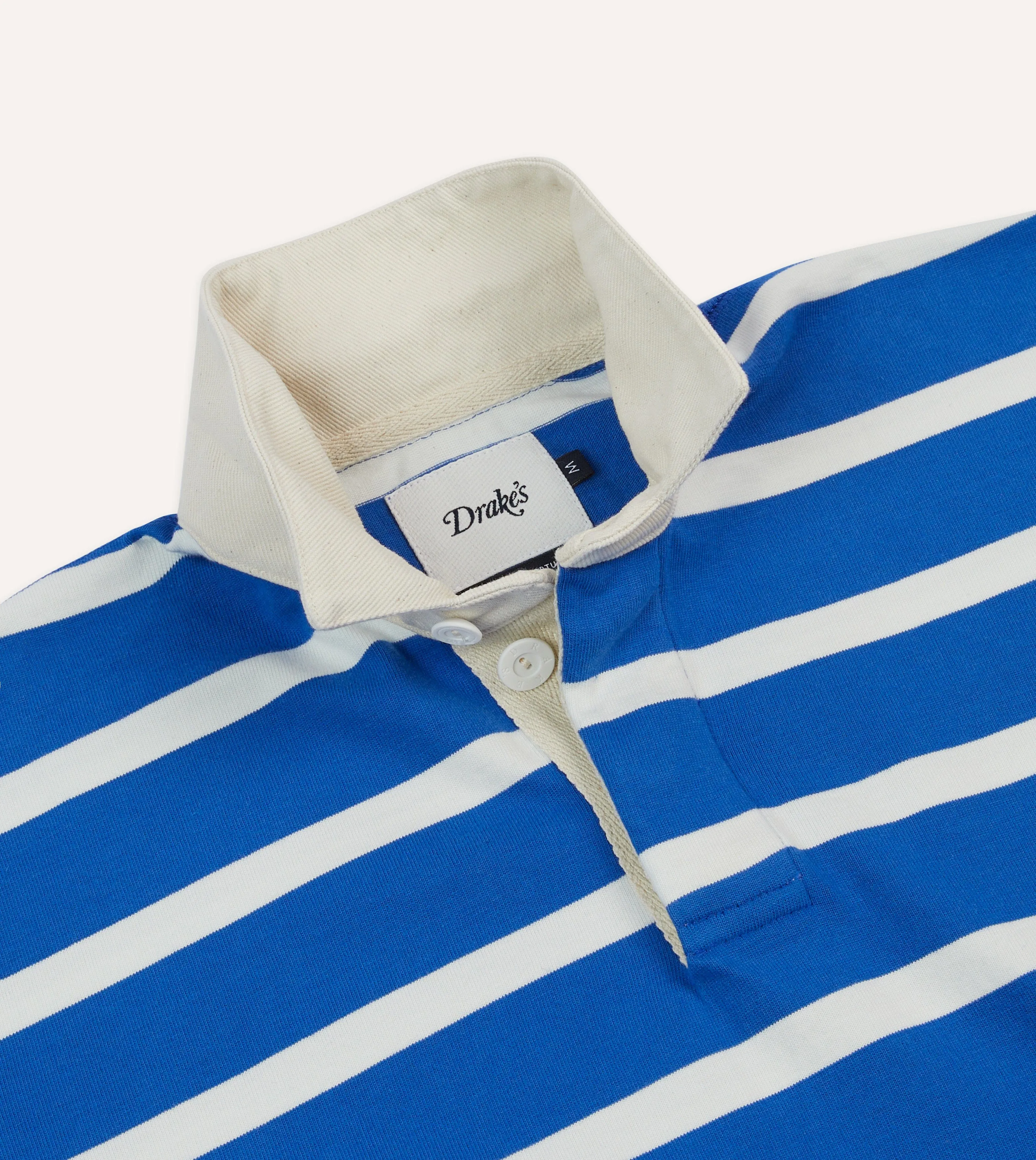 Blue and White Dual Stripe Cotton Rugby Shirt funky Street Comfort Style