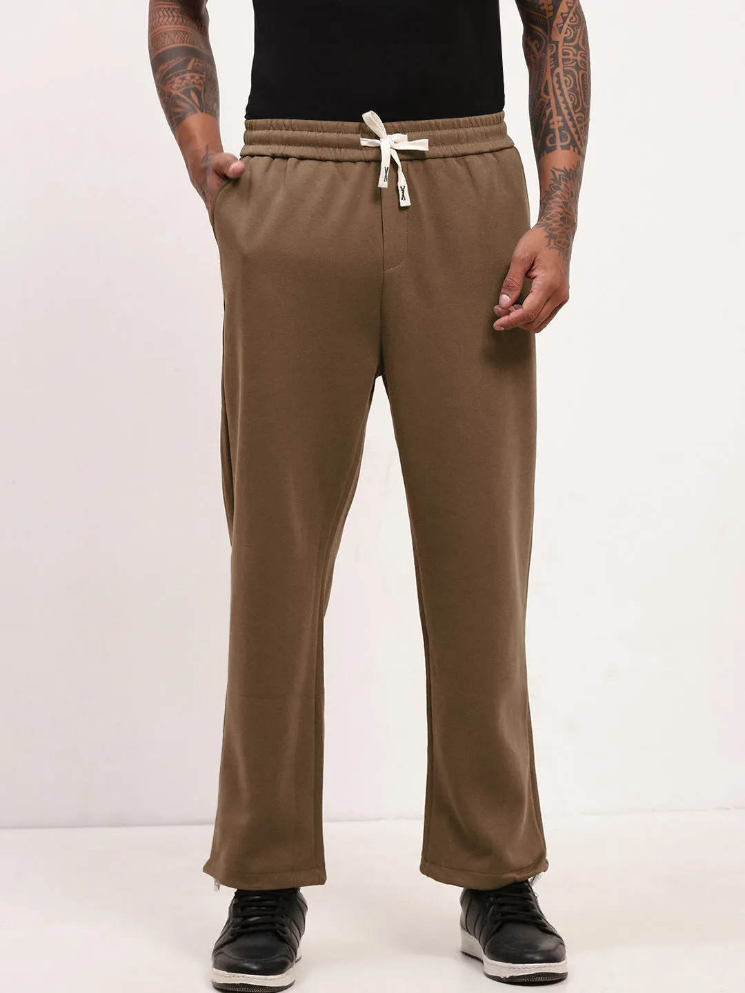 UltraSoftLining Men's Brown Cotton Track Pant