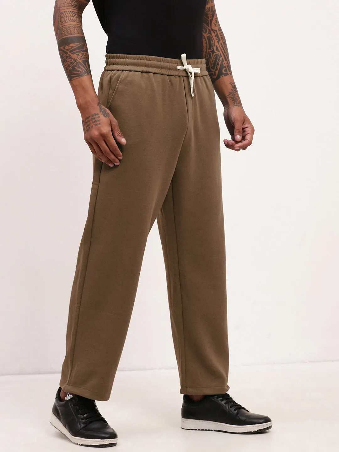 FlameRetardantTreatment Men's Brown Cotton Track Pant
