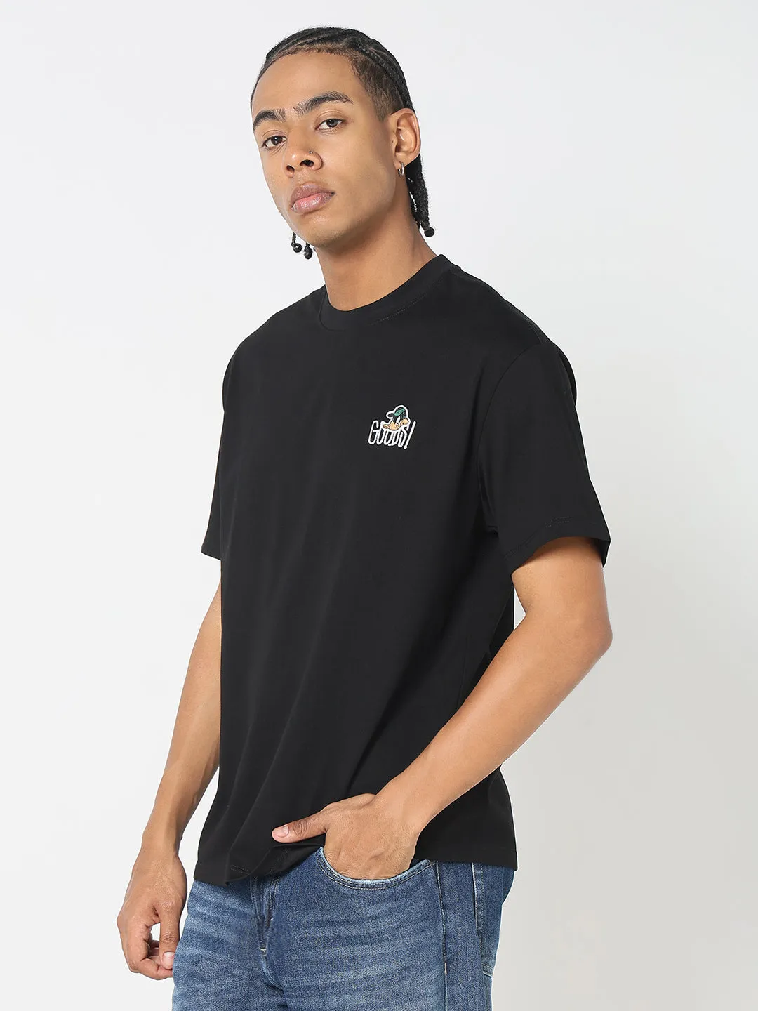 Mom Soft Men's Casual Black Graphic printed Relaxed Fit T-Shirt