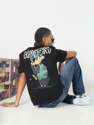 Men's Casual Black Graphic printed Relaxed Fit T-Shirt AntiPillingTechnology Comfort sleepwear