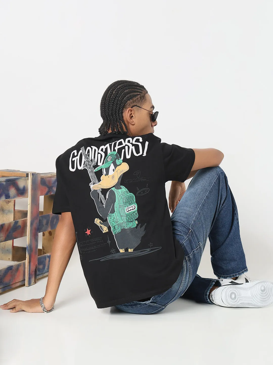 Men's Casual Black Graphic printed Relaxed Fit T-Shirt AntiPillingTechnology Comfort sleepwear