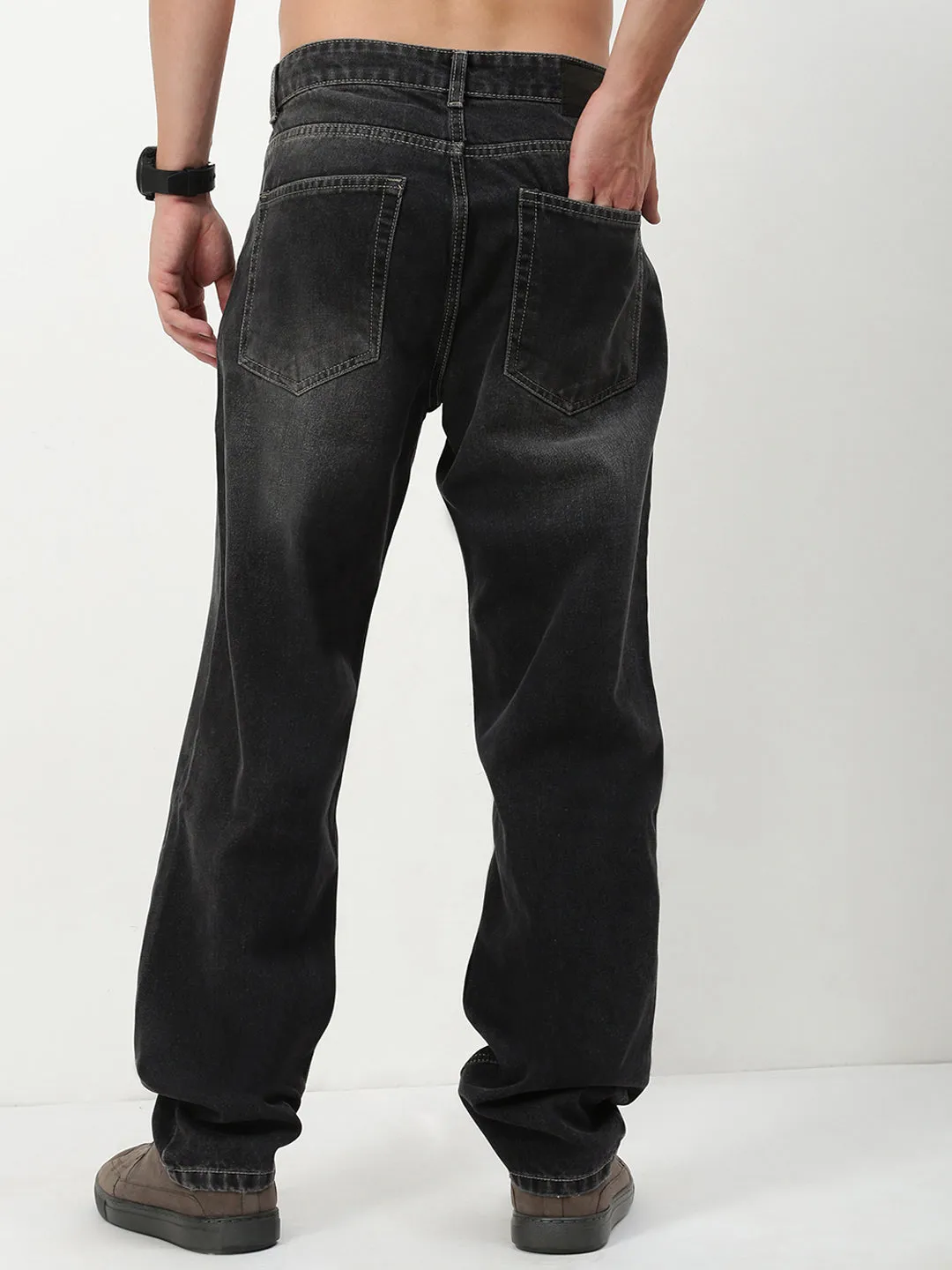 Outdoor Adventure Stylish Any Time Wear Men's Grey Solid Straight Fit Jeans