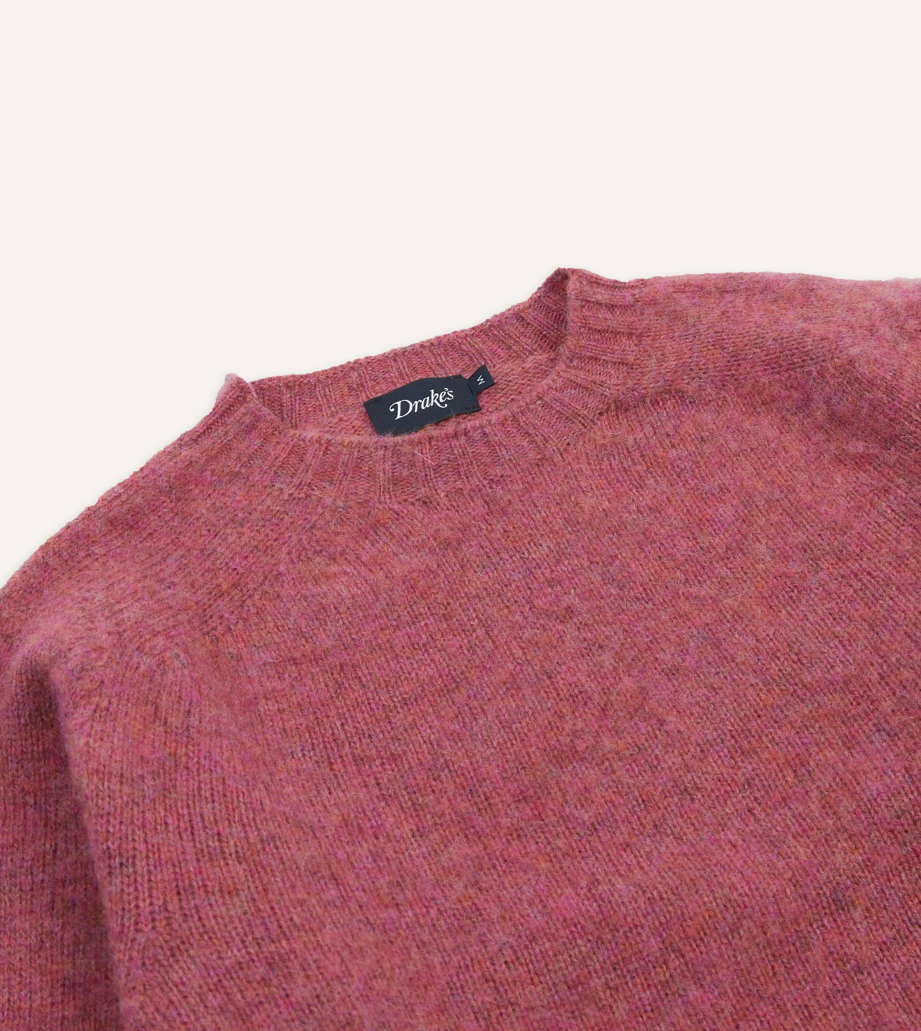 Eco Friendly Dye Classic Pick Mulberry Brushed Shetland Crew Neck Jumper