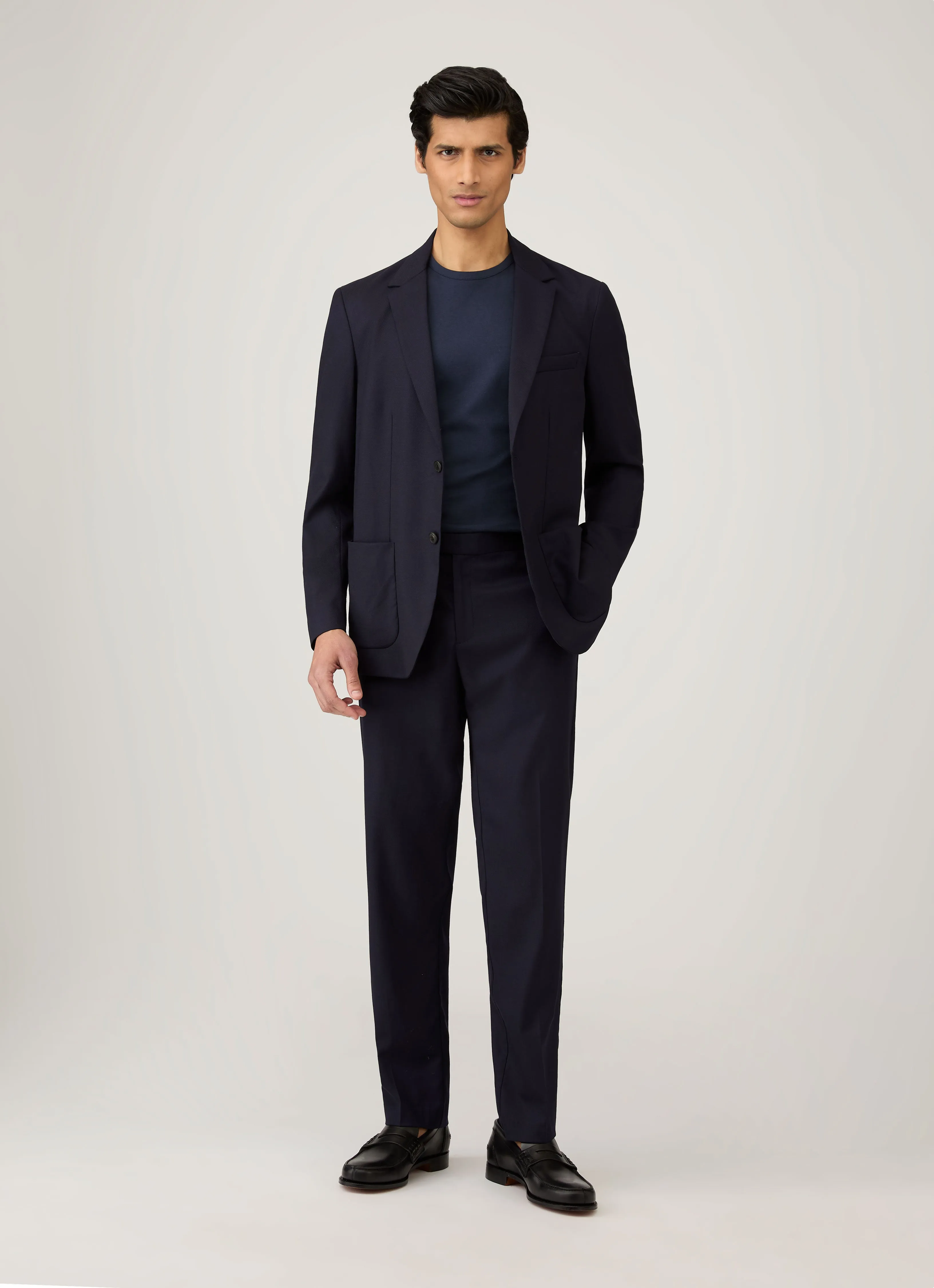 Men's Sea Island Cotton T-shirt in Navy Chilly Comfort Drop Shoulder Cut