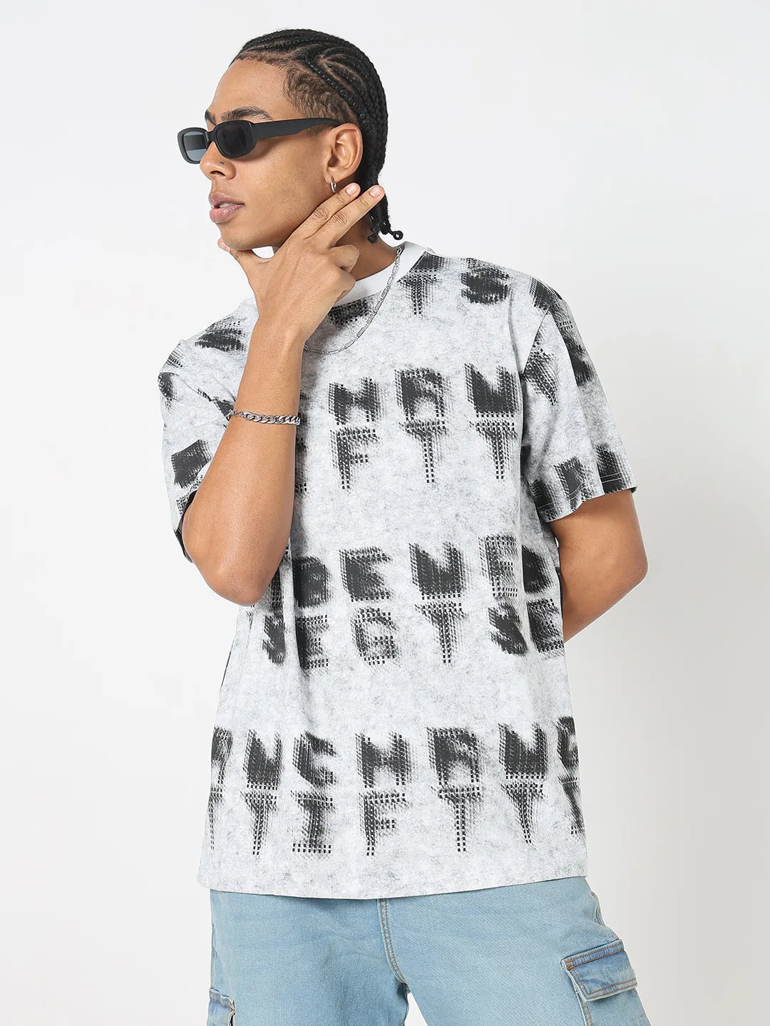 Soft Tunic Men's Casual White Typography T-Shirt