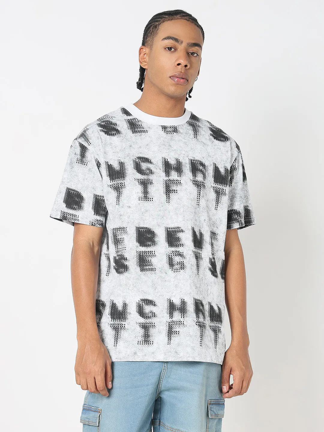 Men's Casual White Typography T-Shirt Rush Mode