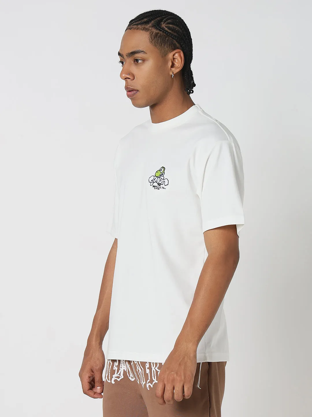 Men's Casual White Cartoon Graphic T-Shirt Workwear Essentials Active Wear