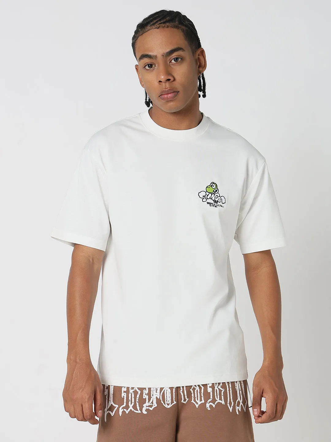 Speed Soul Men's Casual White Cartoon Graphic T-Shirt