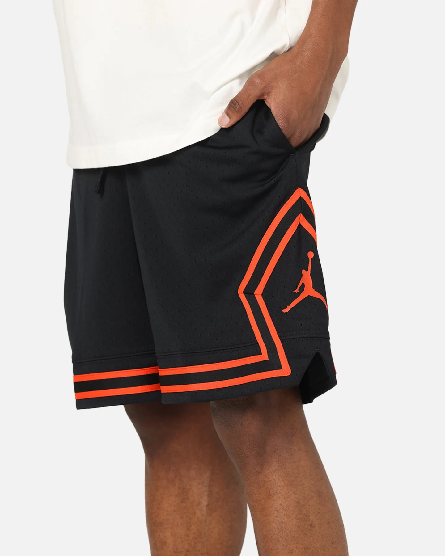 Classic Cut Abrasion Defying Knee Patches Jordan Dri-FIT Mesh Diamond Shorts Black/Orange