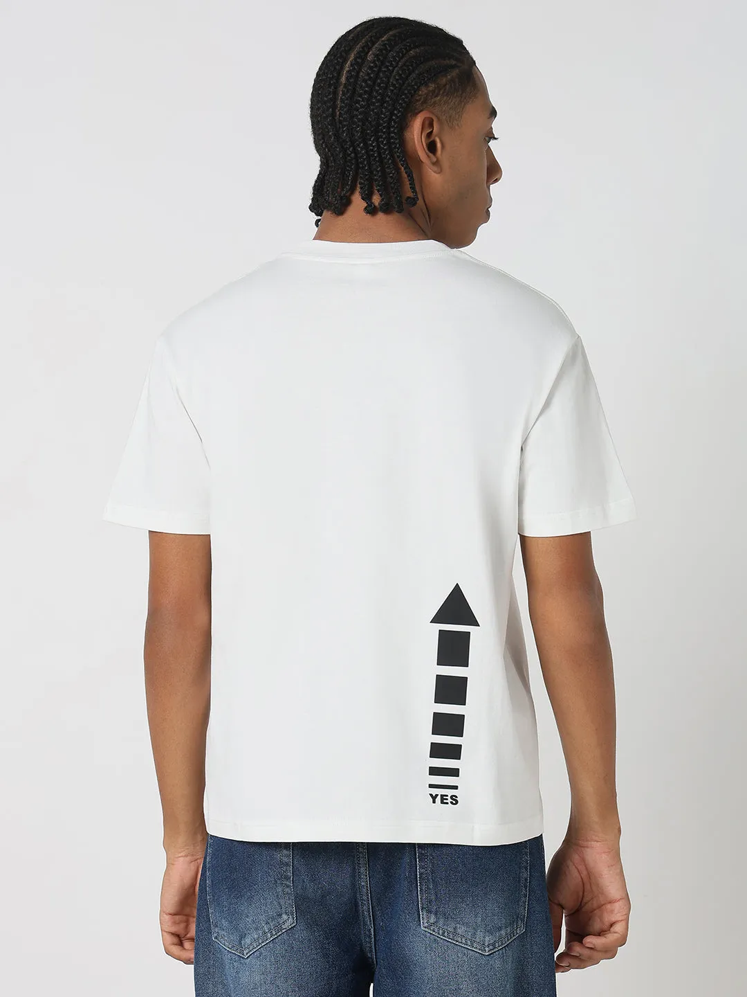 casual top Men's Casual White Graphic T-Shirt