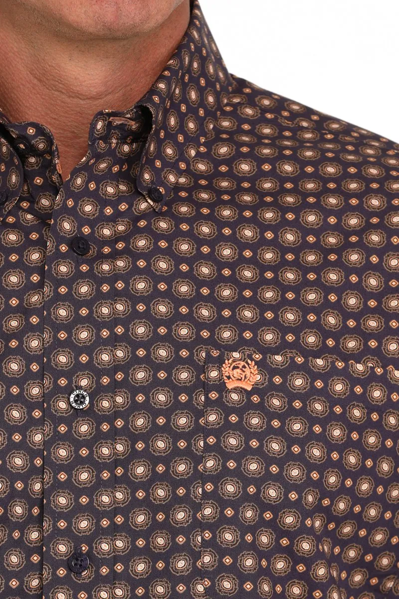 Cinch Men's L/S Classic Fit Medallion Western Button Down Shirt in Purple funky