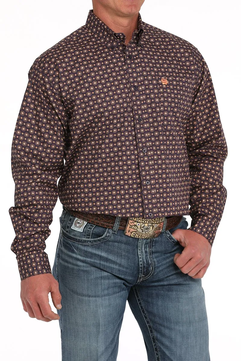 Anti Shrinkage Treatment Cinch Men's L/S Classic Fit Medallion Western Button Down Shirt in Purple