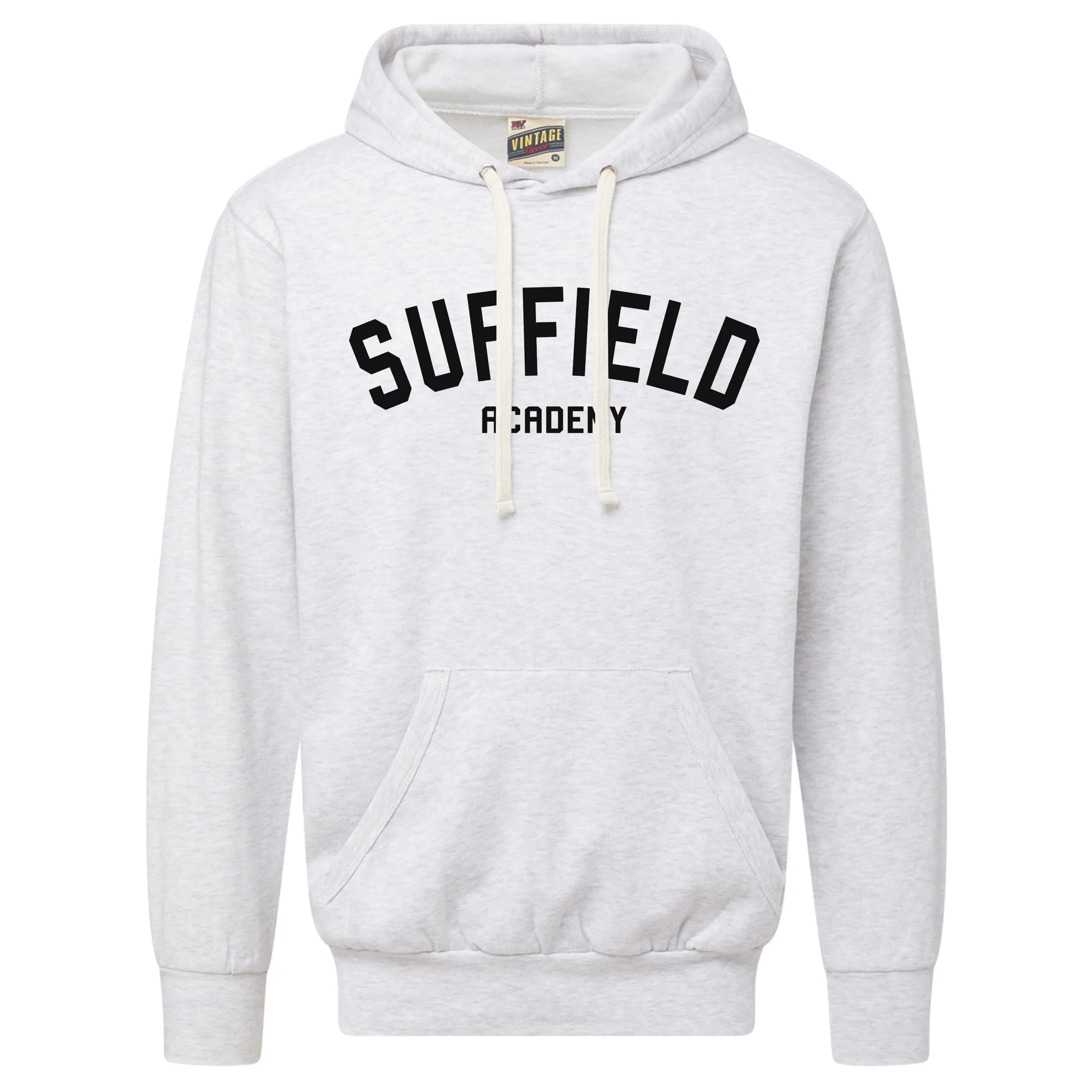 MV Sport White Hoodie with Black Suffield Academy lace accents Contrast Trim