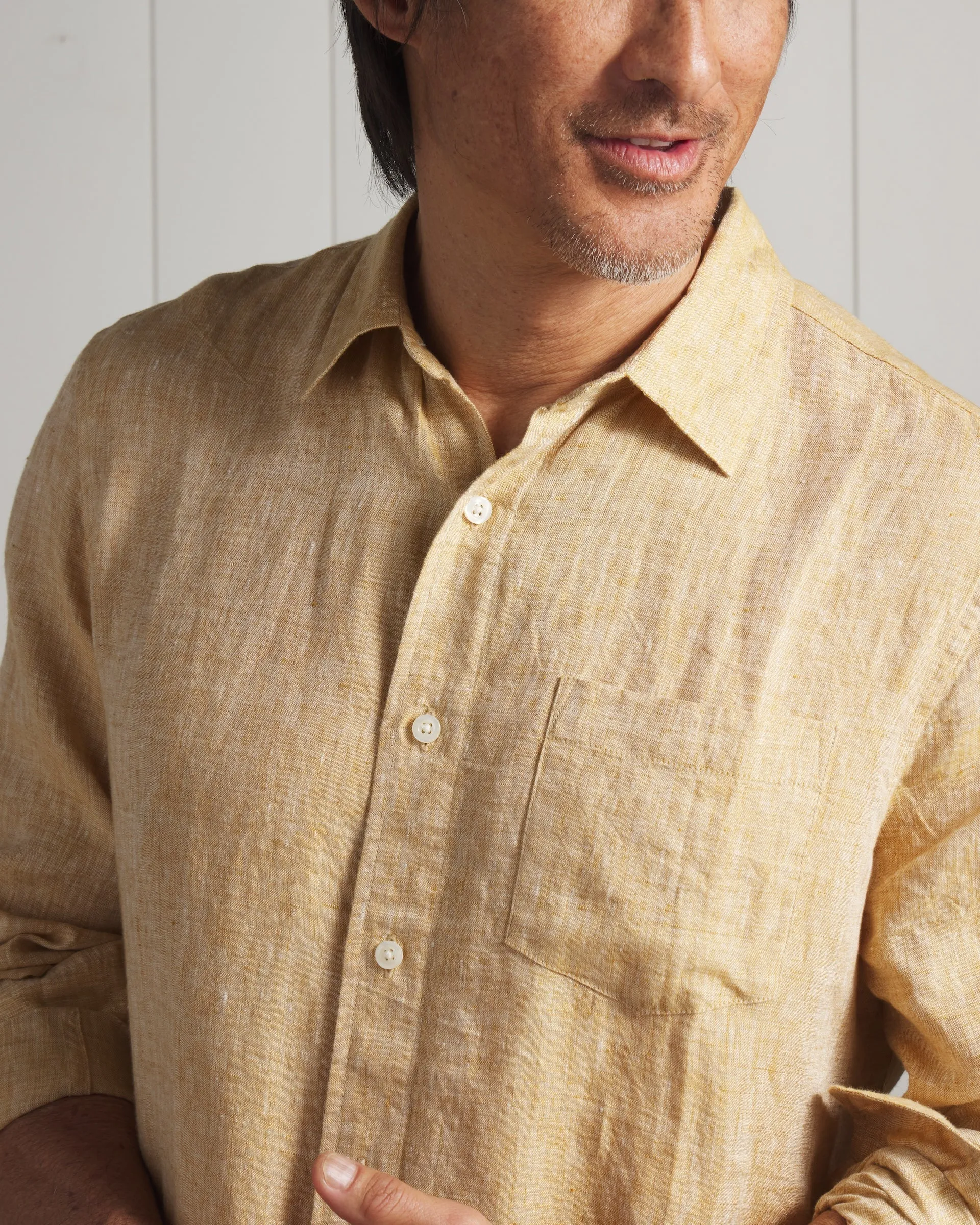 Nantucket Yarn Dyed Linen Shirt - Mustard Urban Style Trend Classic Cut