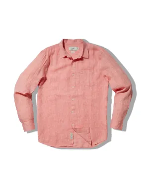 Nantucket Yarn Dyed Linen Shirt - Red Versatile Look Comfort Style