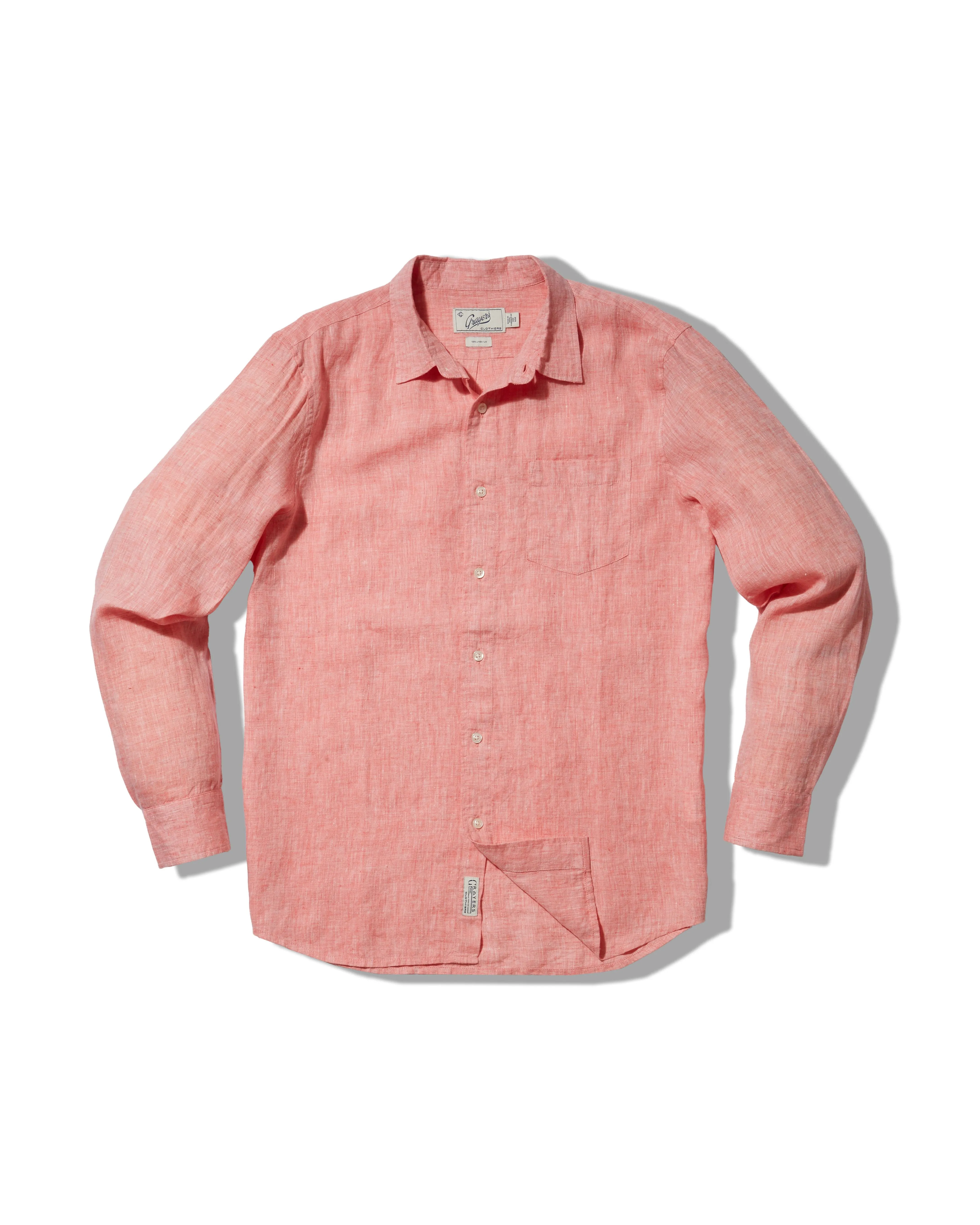 Nantucket Yarn Dyed Linen Shirt - Red Versatile Look Comfort Style