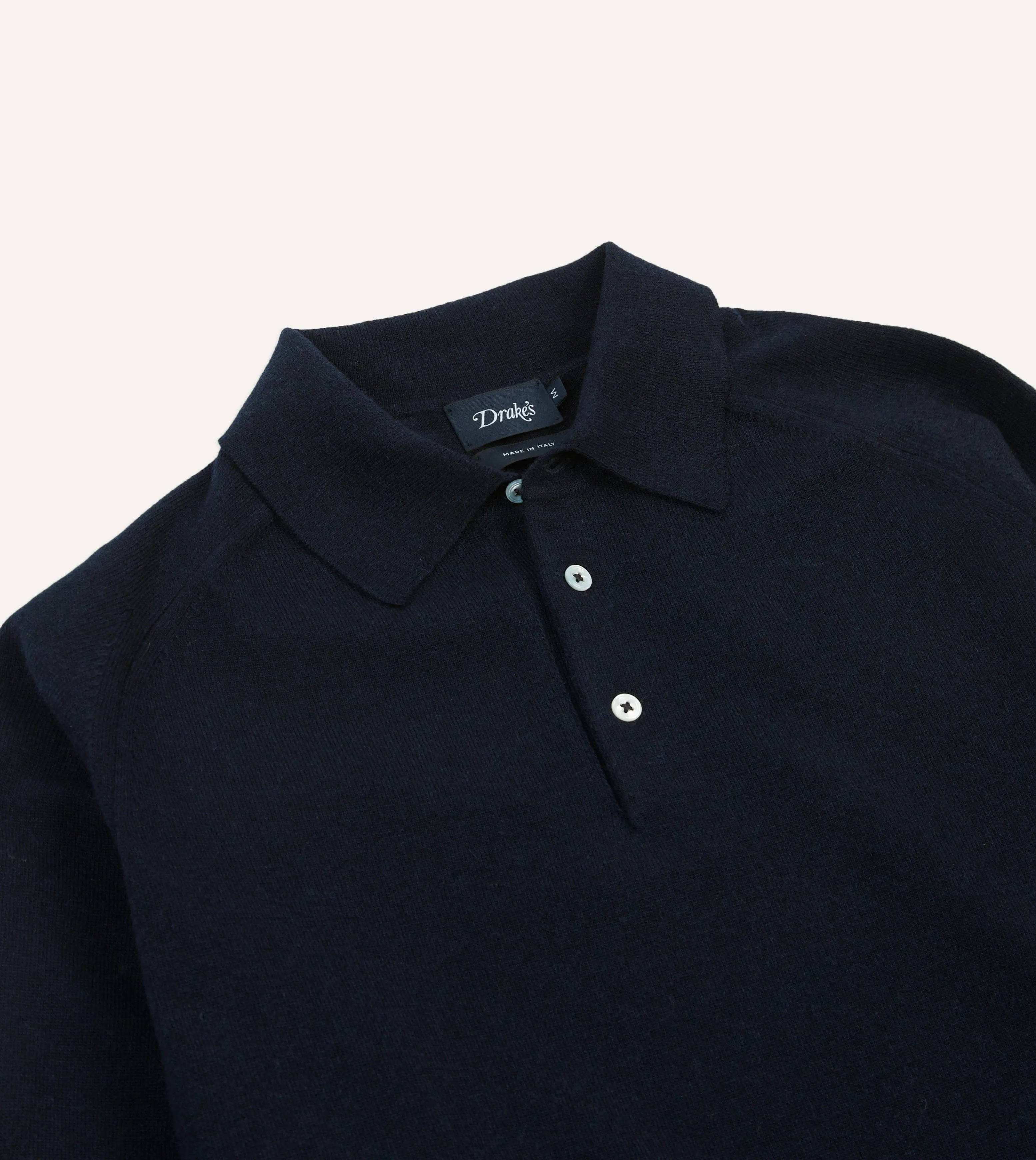 WrinkleResistant Finish Navy Alpaca Wool Knitted Polo
