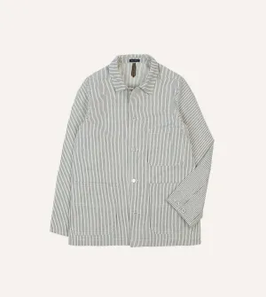Navy and Ecru Stripe Cotton Stoker Jacket Noise Reduced Fabric