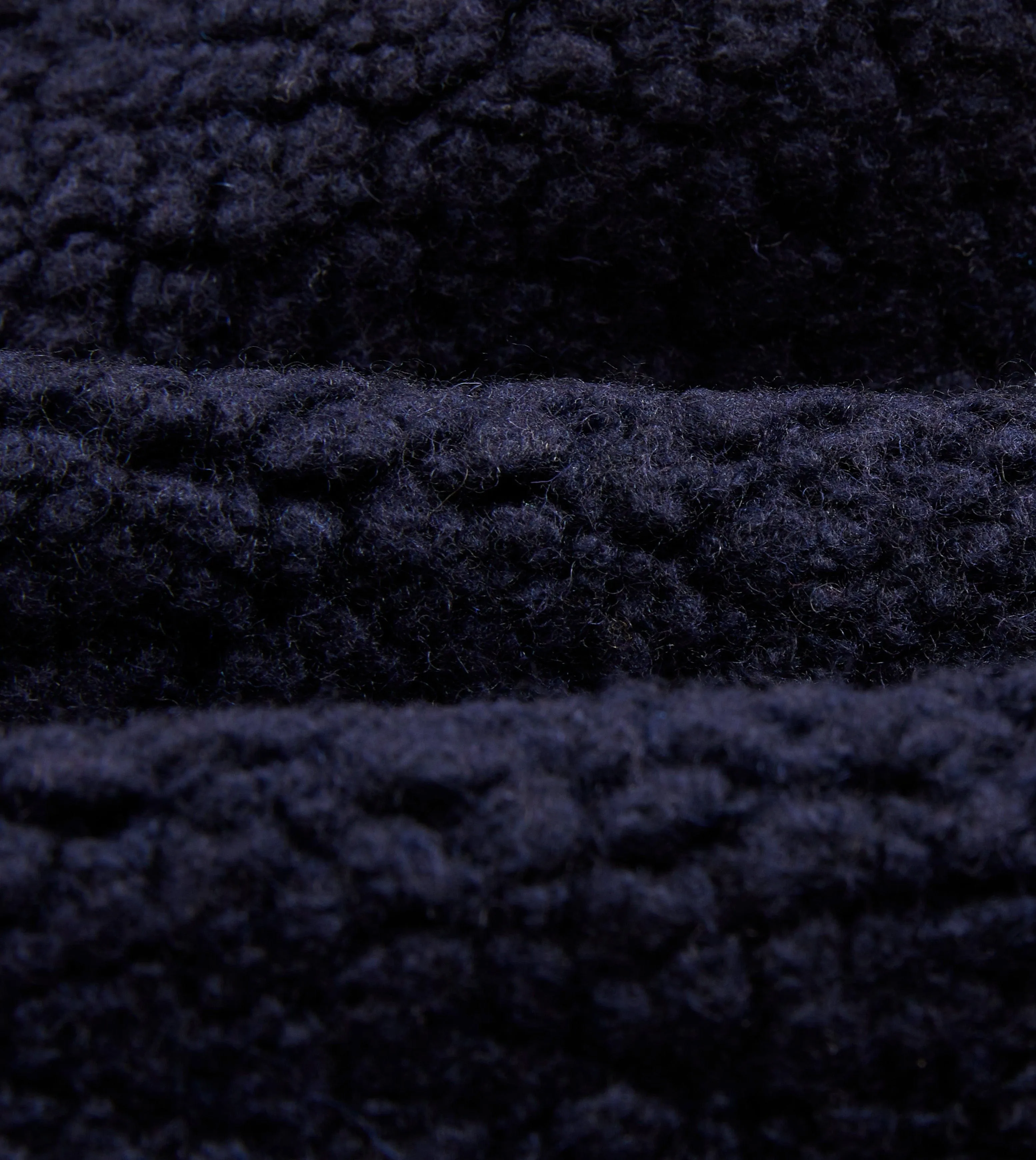 Noise Reduced Fasteners HypoallergenicMaterial Navy Boucle Wool Zip Fleece Jacket
