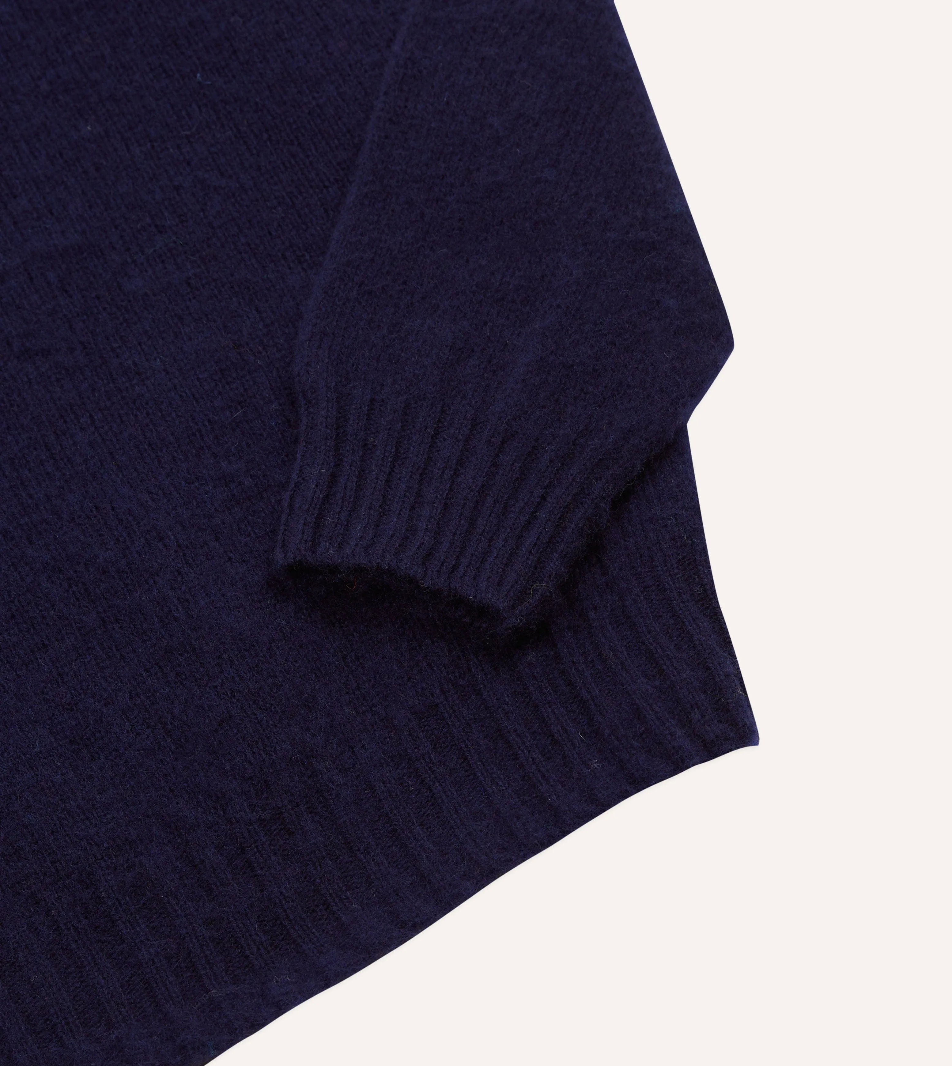 Hypoallergenic Yarn Navy Brushed Shetland Crew Neck Jumper