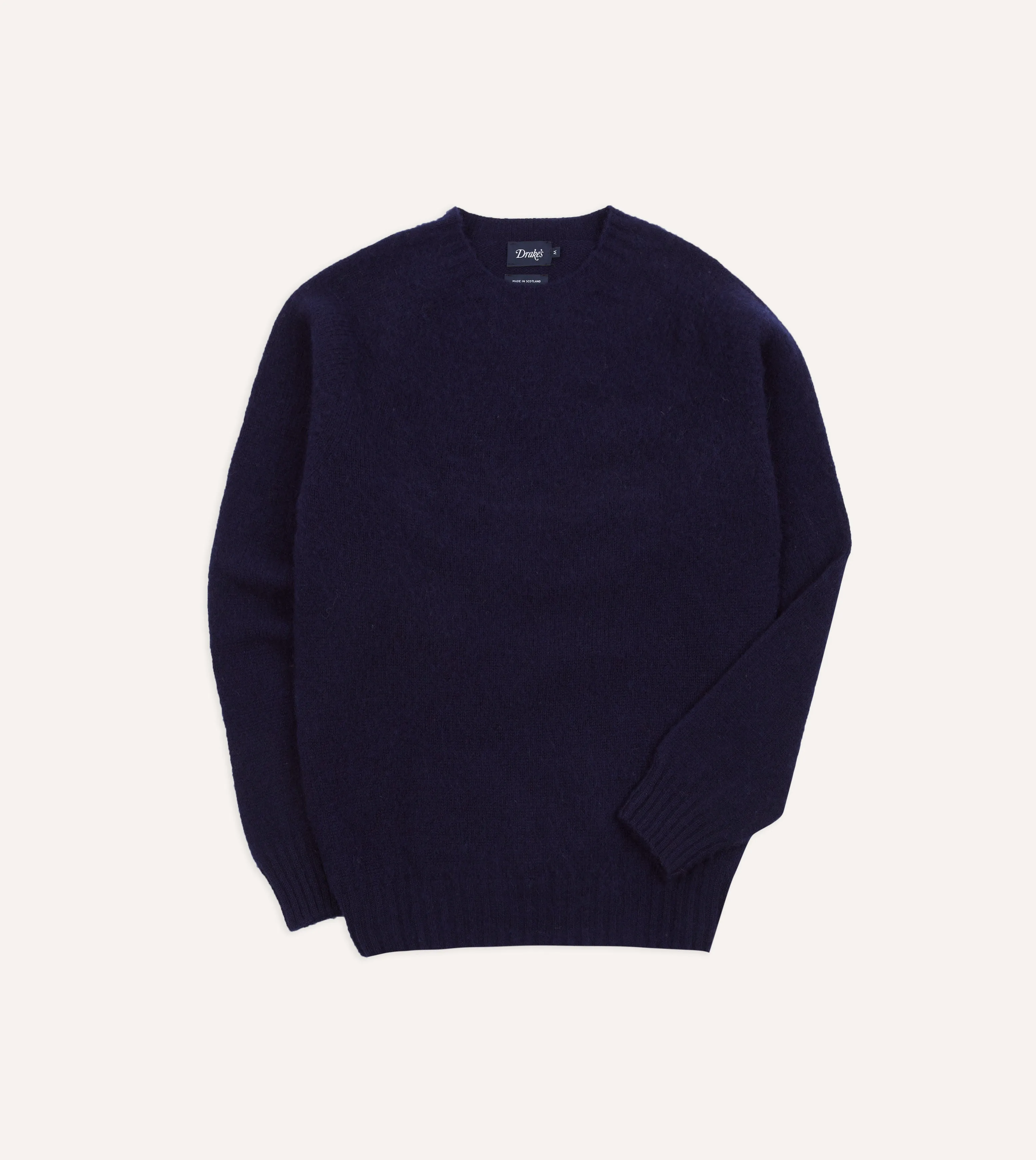 Quick Fit Street Casual Navy Brushed Shetland Crew Neck Jumper