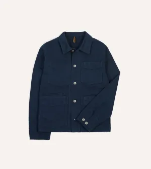 Navy Cotton Canvas Work Jacket Zippered Closures