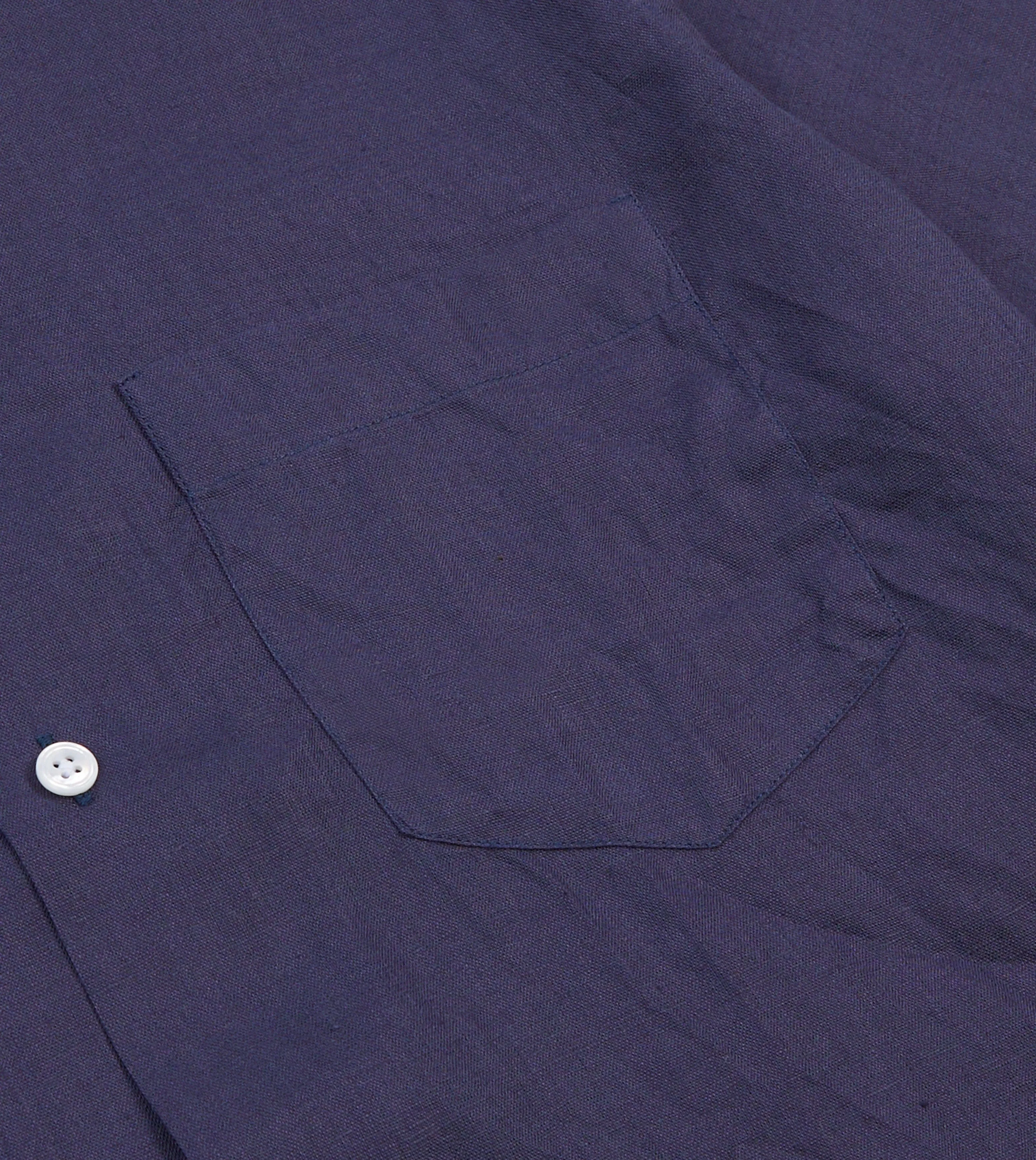 Navy Linen Camp Collar Short Sleeve Shirt Chafe Free Armhole