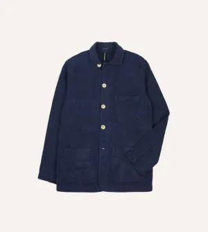 Crisp Detail Pocket Details Navy Linen Five-Pocket Chore Jacket
