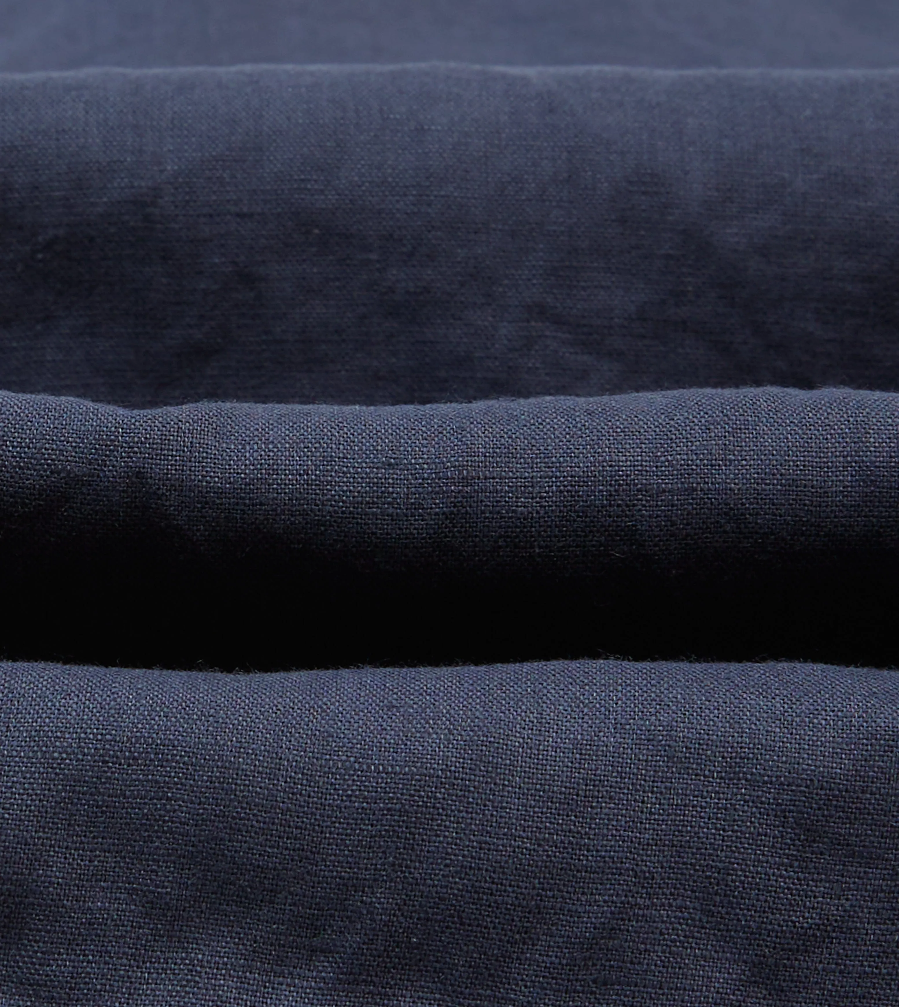 Navy Linen Mandarin Collar Popover Shirt Beachwear Airflow Ventilation System