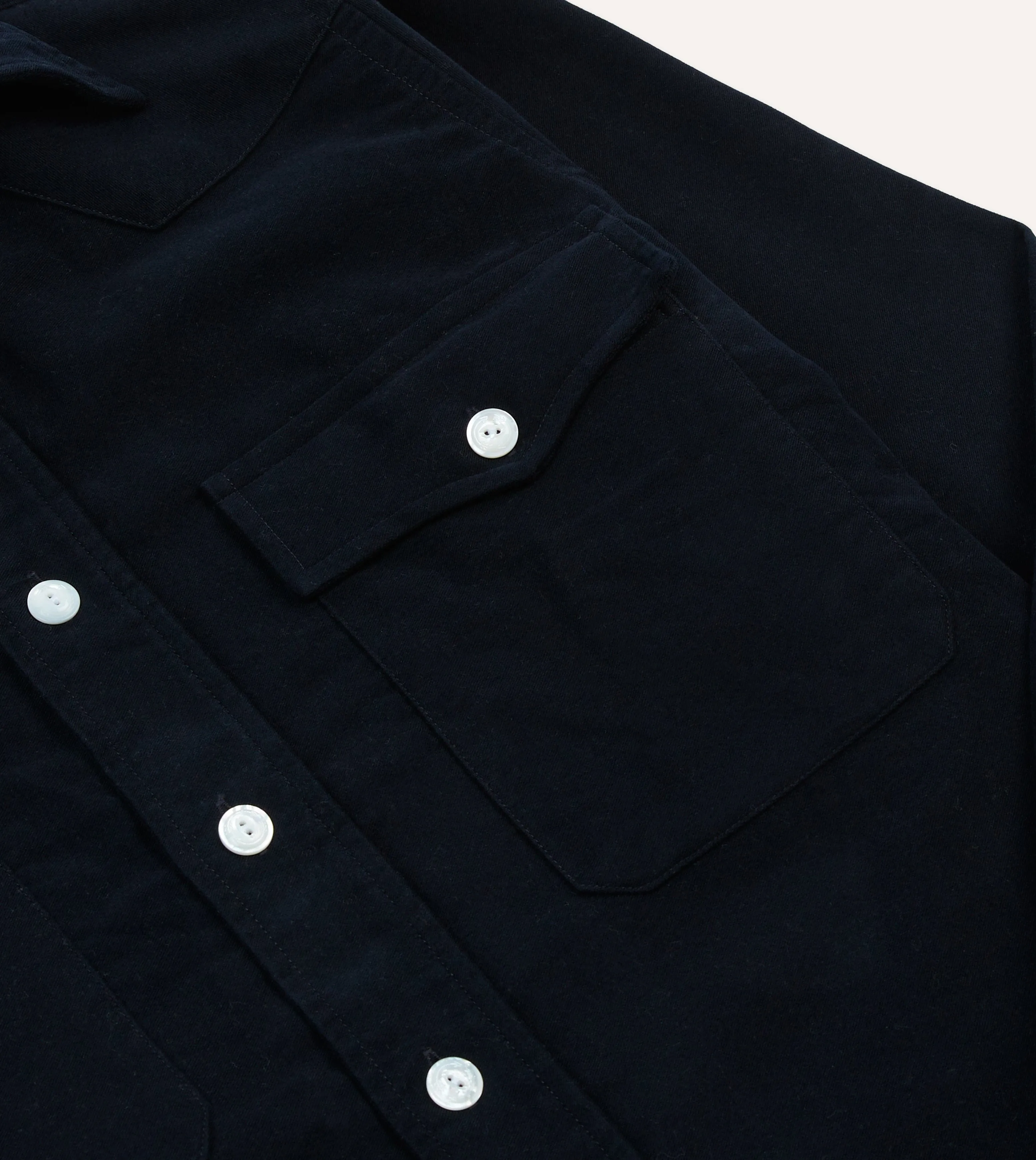 BioBased Fibers Comfy Essentials Wear Navy Moleskin Two-Pocket Western Shirt