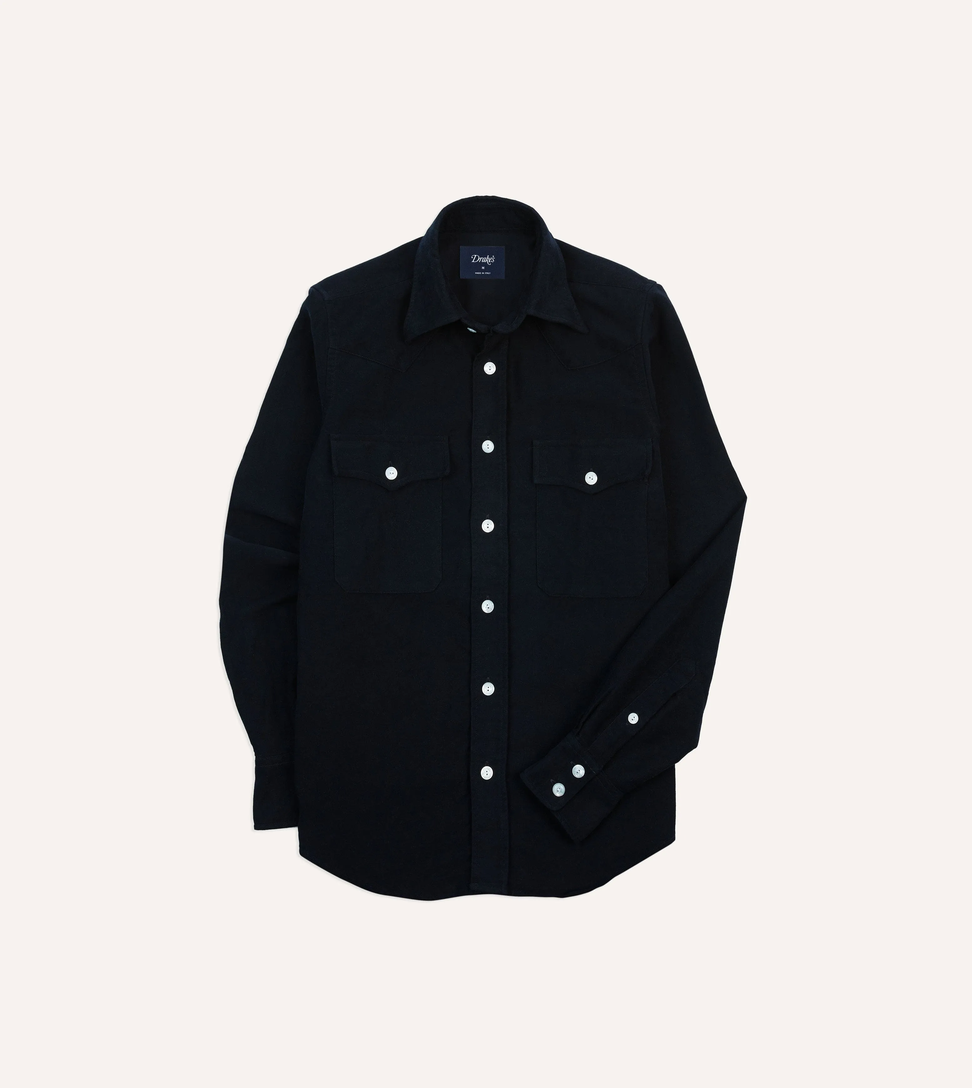 Navy Moleskin Two-Pocket Western Shirt Cool and Comfortable