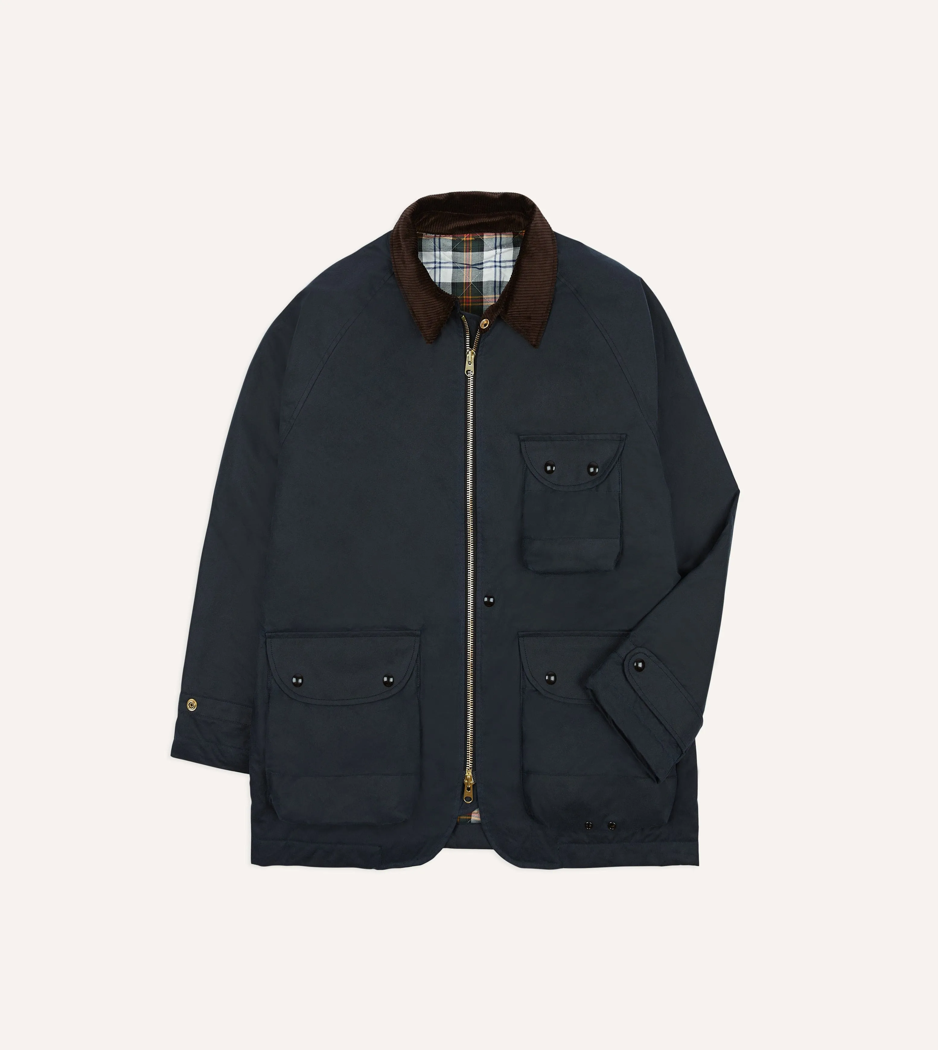 Navy Waxed Coverall Jacket Temperature Regulating Tech