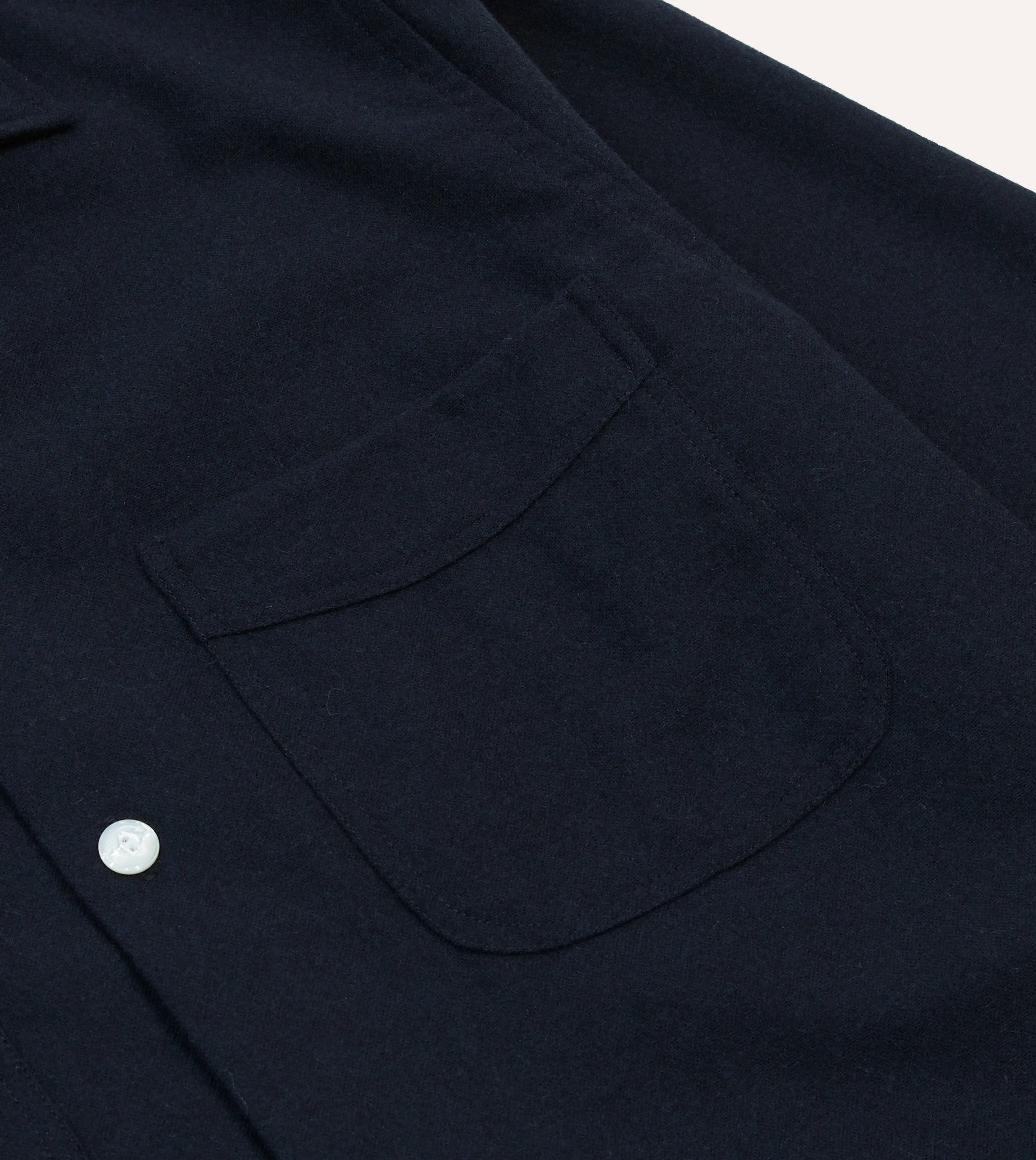Outdoor Trend Look Navy Wool Four-Pocket Camp Collar Work Shirt