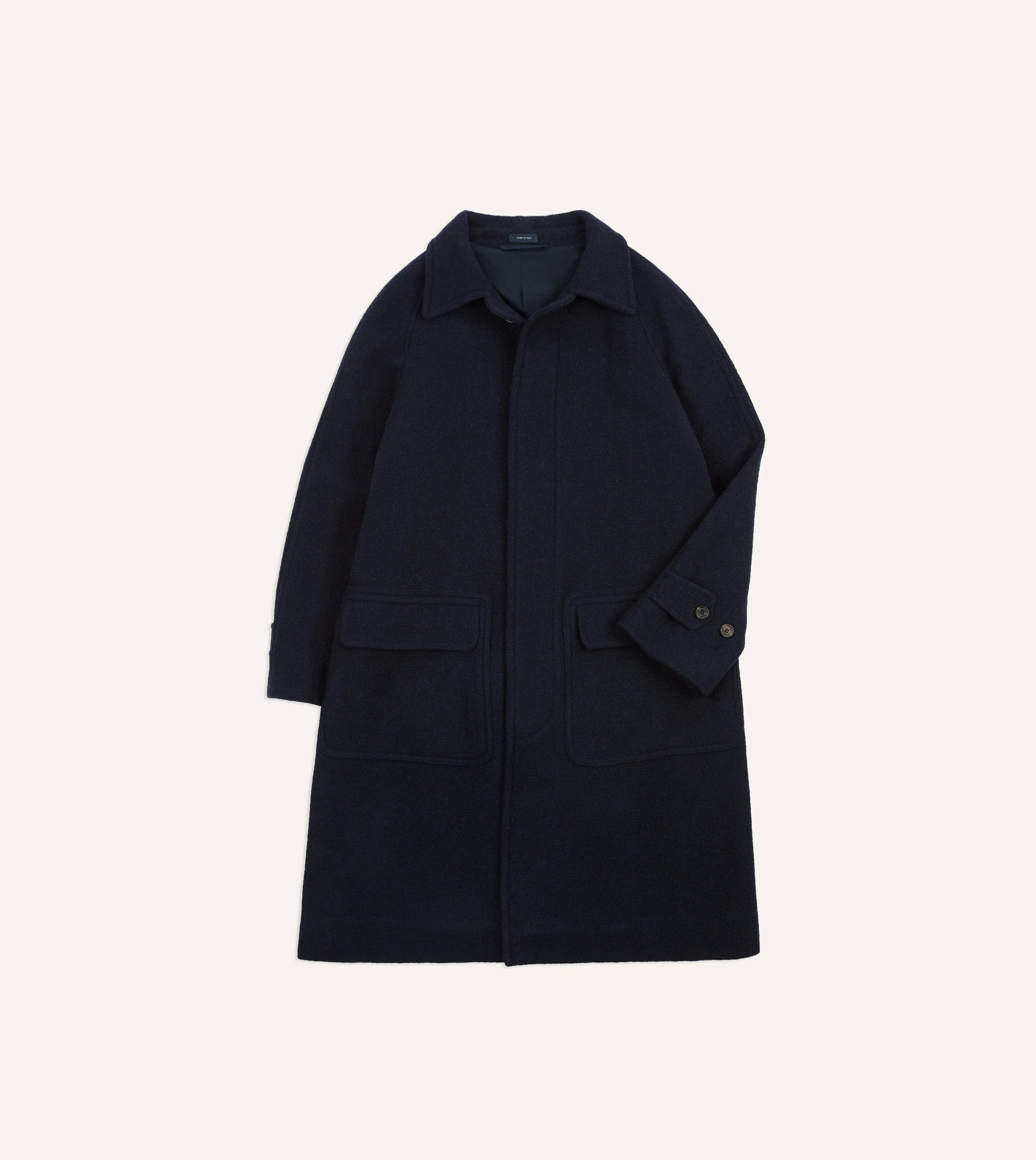Navy Wool Raglan Coat Sunday Walk Style