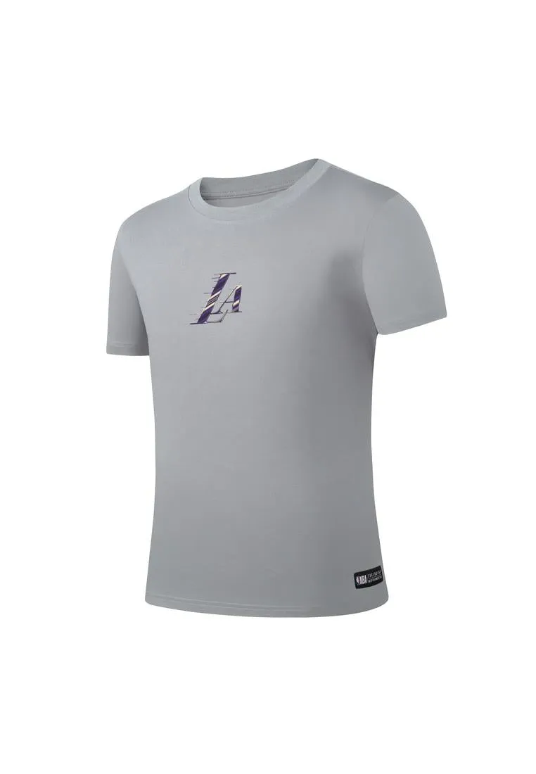 NBA Front Gradient Print Regular Fit T-shirt - Los Angeles Lakers GRAY Fast Response Athletic Performance Enhancement