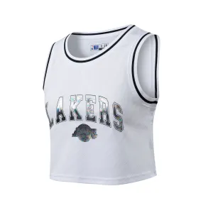 NBA Front Holographic Print Regular Fit Crop Jersey - Los Angeles Lakers Sustainable Dye Process