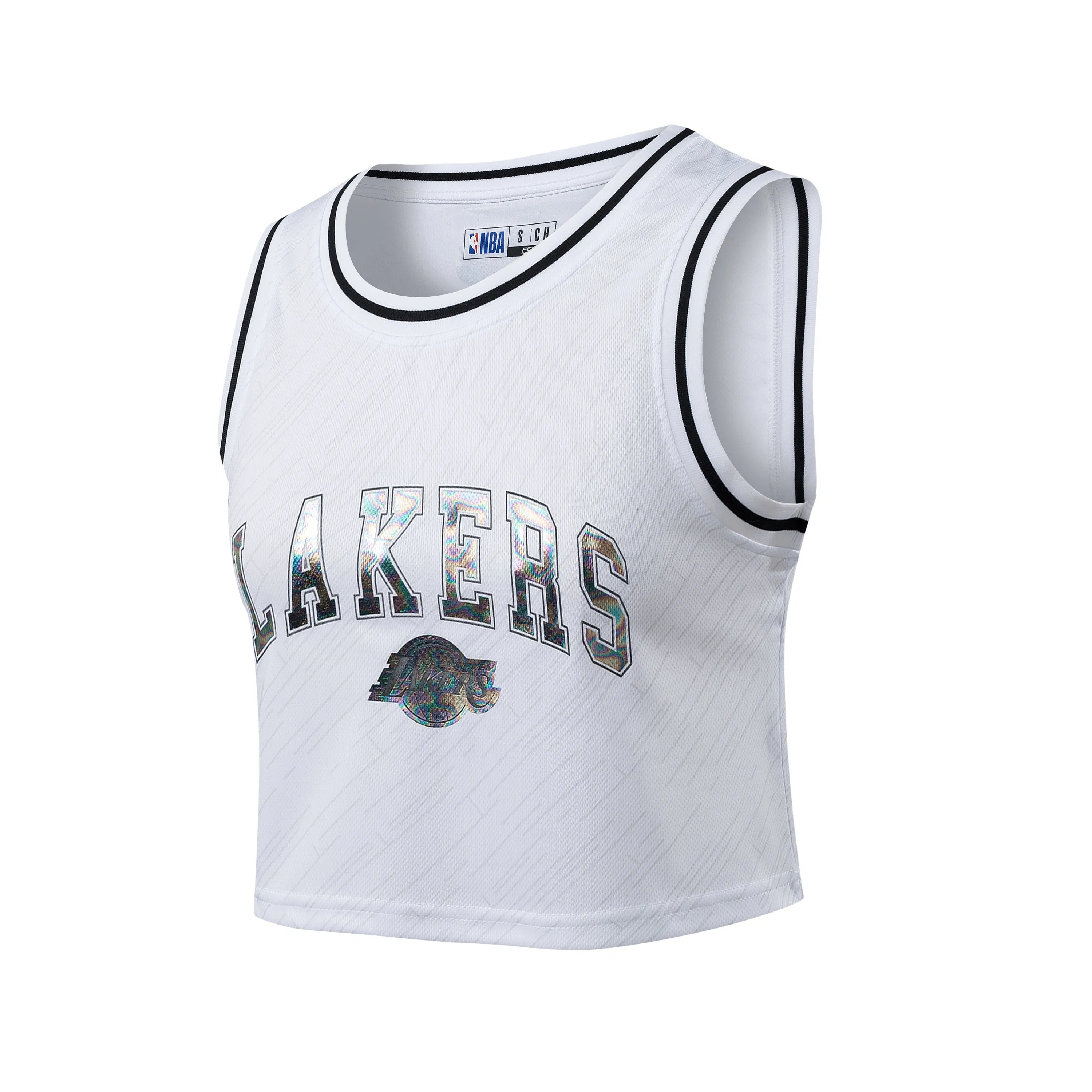 NBA Front Holographic Print Regular Fit Crop Jersey - Los Angeles Lakers Adjustable Drop Tail