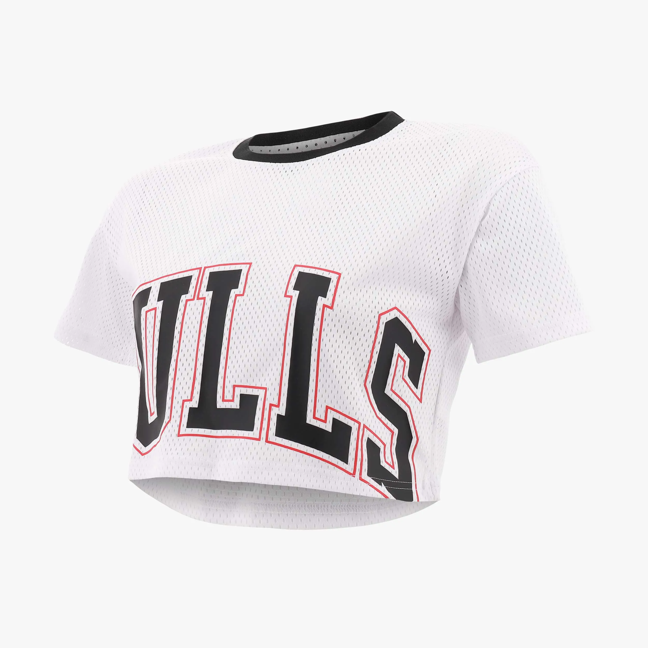 Multifunctional Performance Blend Smooth Zone Paneling NBA Front Wordmark Print Boxy Fit Crop Top - Chicago Bulls