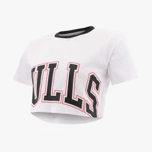 Multifunctional Performance Blend Smooth Zone Paneling NBA Front Wordmark Print Boxy Fit Crop Top - Chicago Bulls