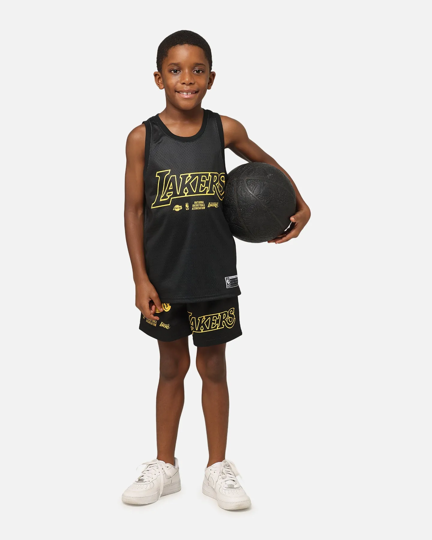 NBA Kids' Los Angeles Lakers Duncan Mesh Shorts Black Relaxed fit style Breezy Feel